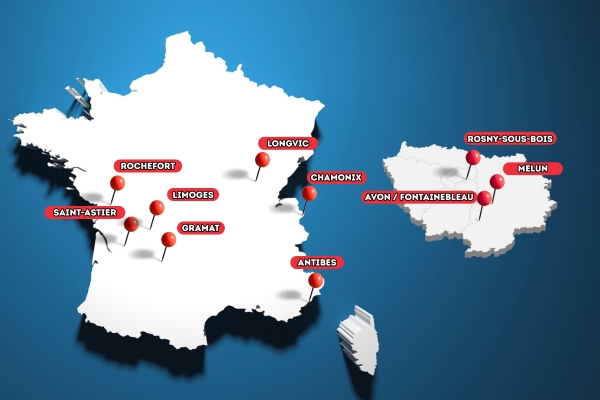 Carte des centres de formations gendarmerie en France